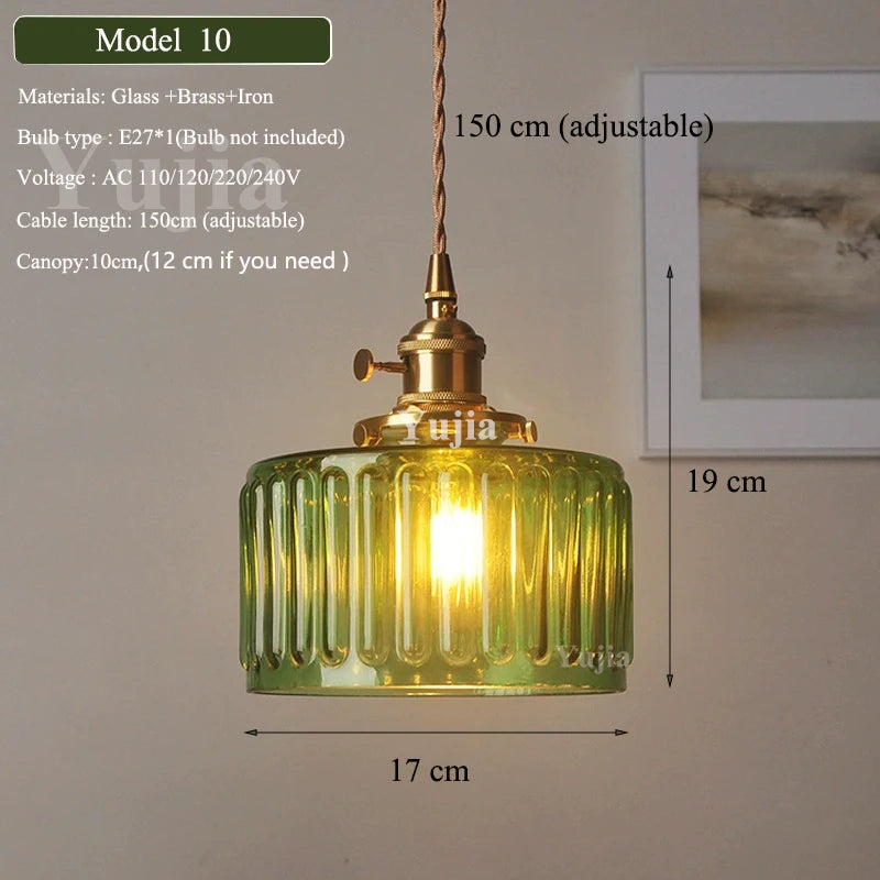 Verde Glass Brass Pendant
