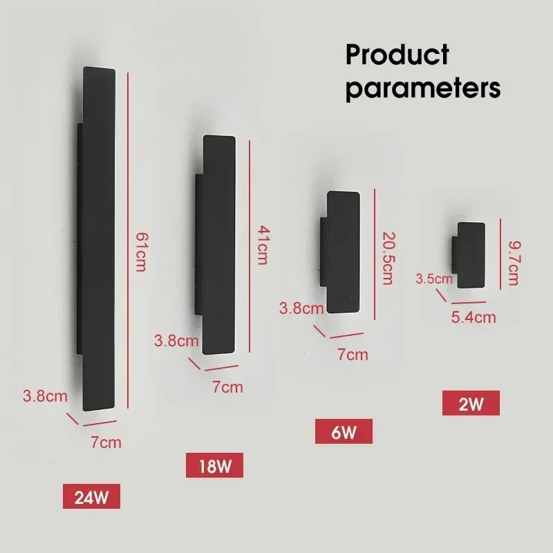 Black Strip LED Wall Light