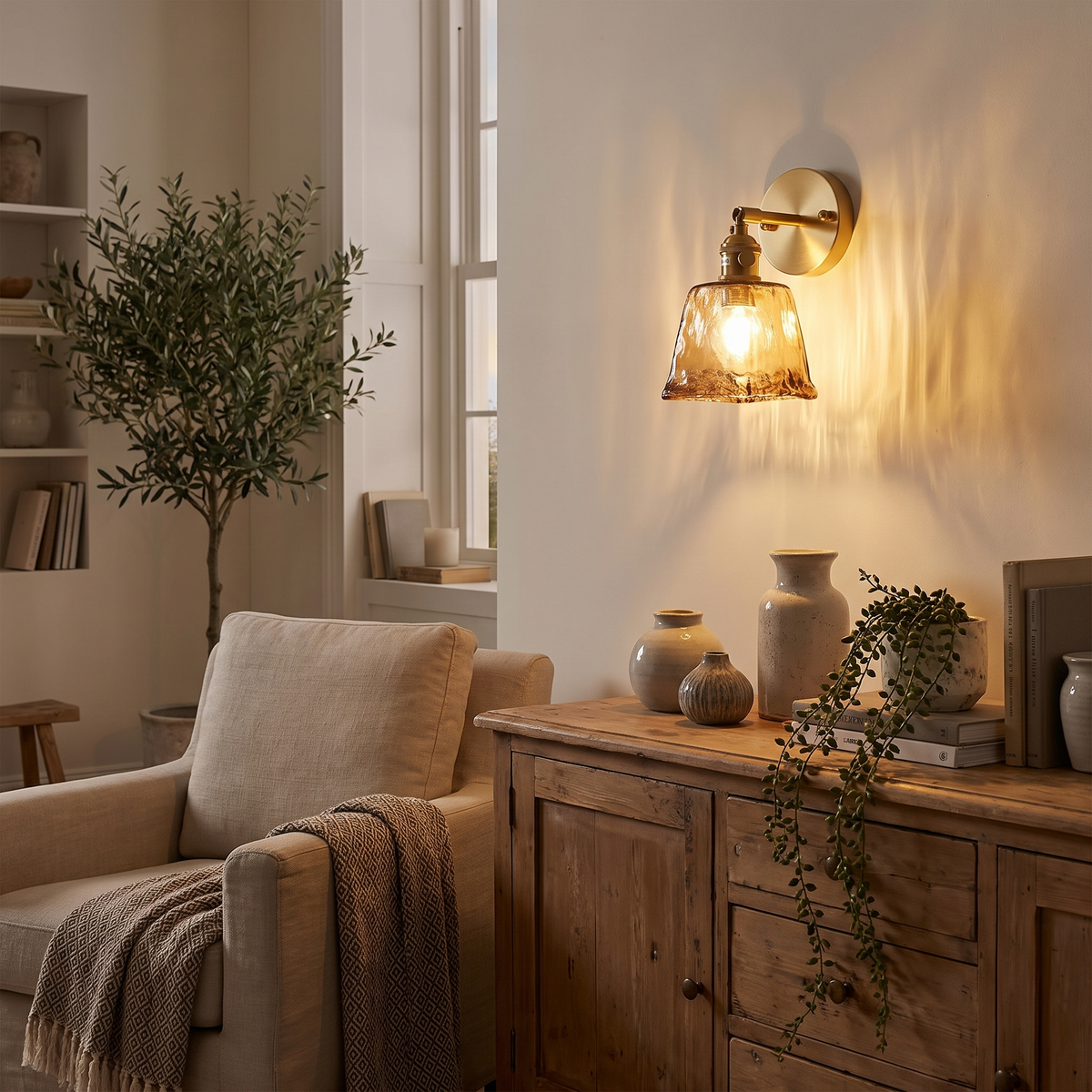 Ayame Brass Glass Sconce lifestyle