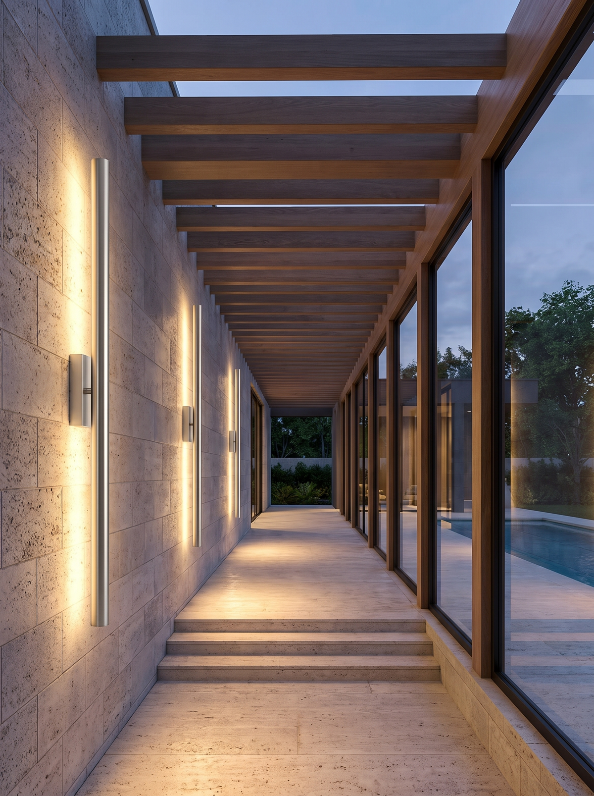 Dimmable Stainless Porch Light - in place